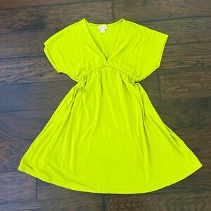 Neon green, mid thigh dress
